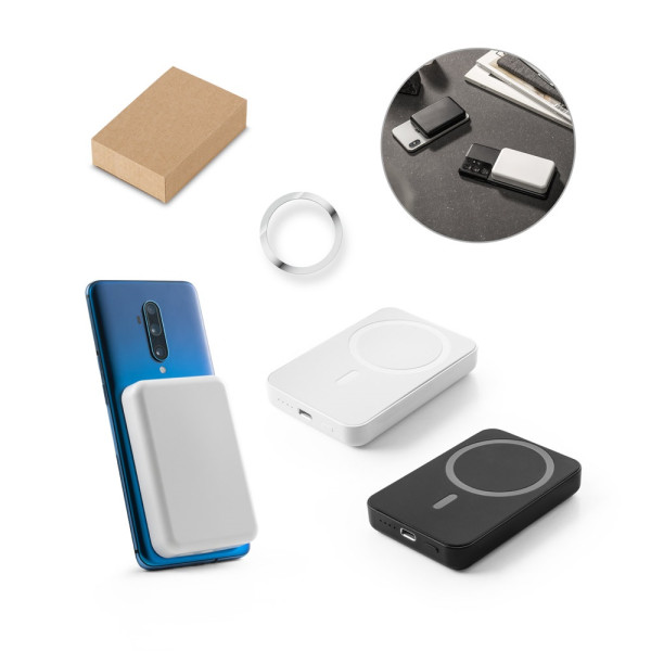 AMPERE 5. Magnetische Powerbank mit 5'000 mAh und superschnellem kabellosem Ladegerät (15 W) aus Rec