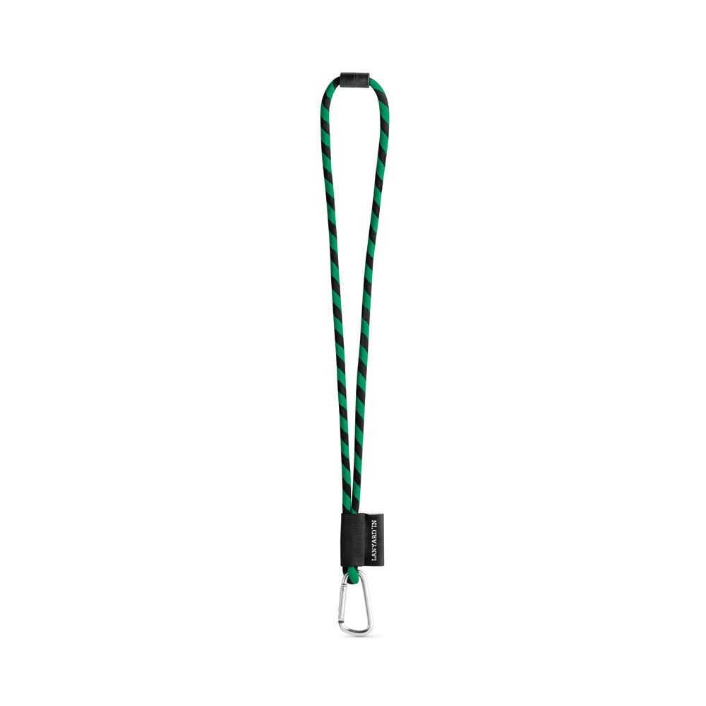 75089. SET Lanyard Tube Long (Ø 7 mm) mit 55 mm D-förmigem Karabiner und Ø 7 mm Sicherheitsverschluss - Schwarz, Grün