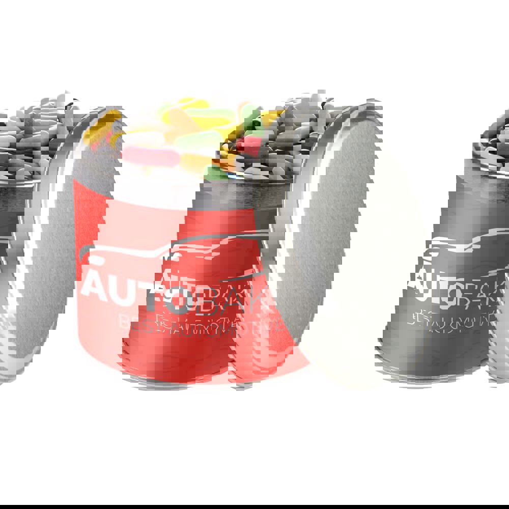 Runde Dose, 0.6 L gefüllt mit Süßigkeiten