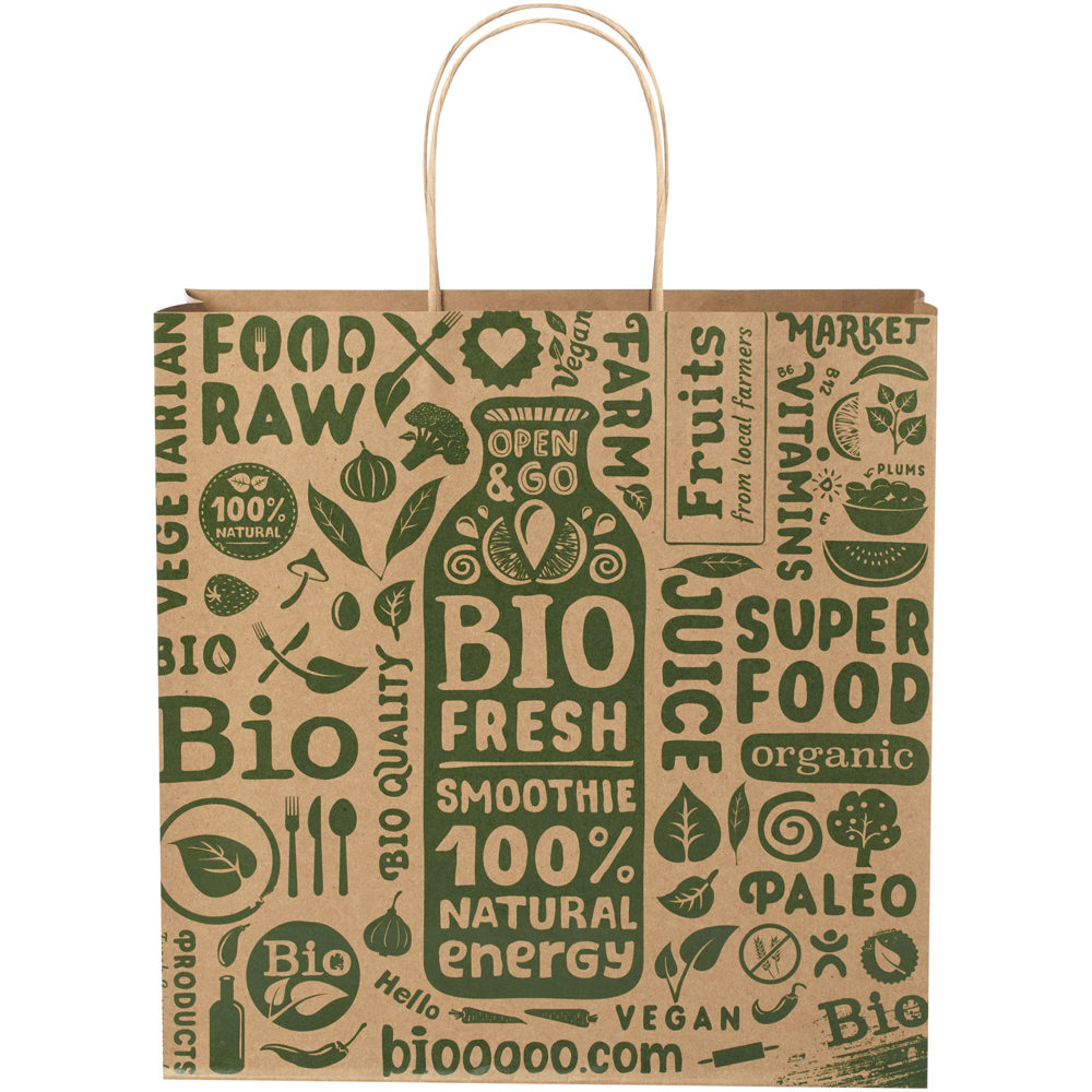 Kraftpapiertasche 120 g/m² mit gedrehten Griffen – 31 × 12 × 31 cm