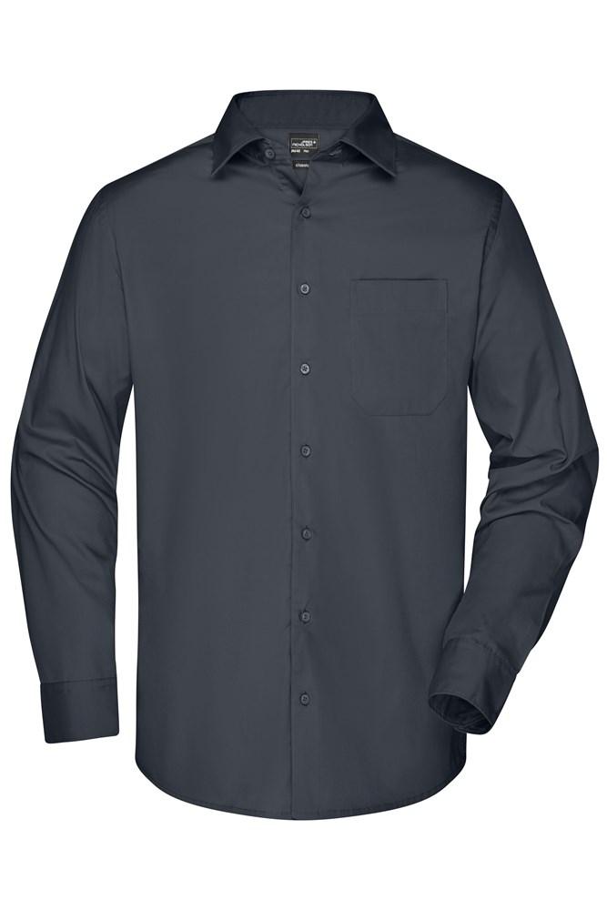 Men's Business Shirt Long-Sleeved - Carbon (ca. Pantone 425U)