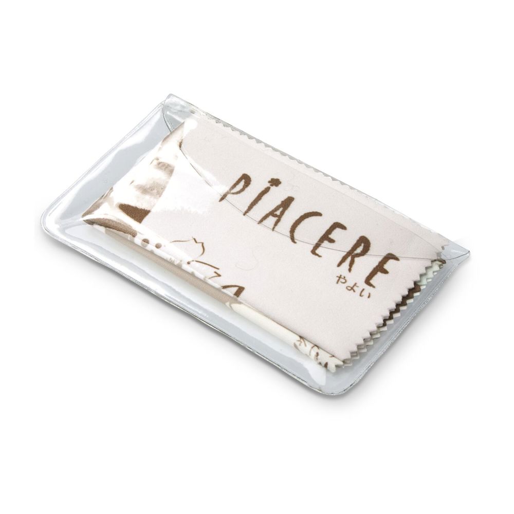 Brillenputztuch rPET - Mikrofasertuch 20 x 20 cm, in transparentem Schutzetui mit Klettpunkt