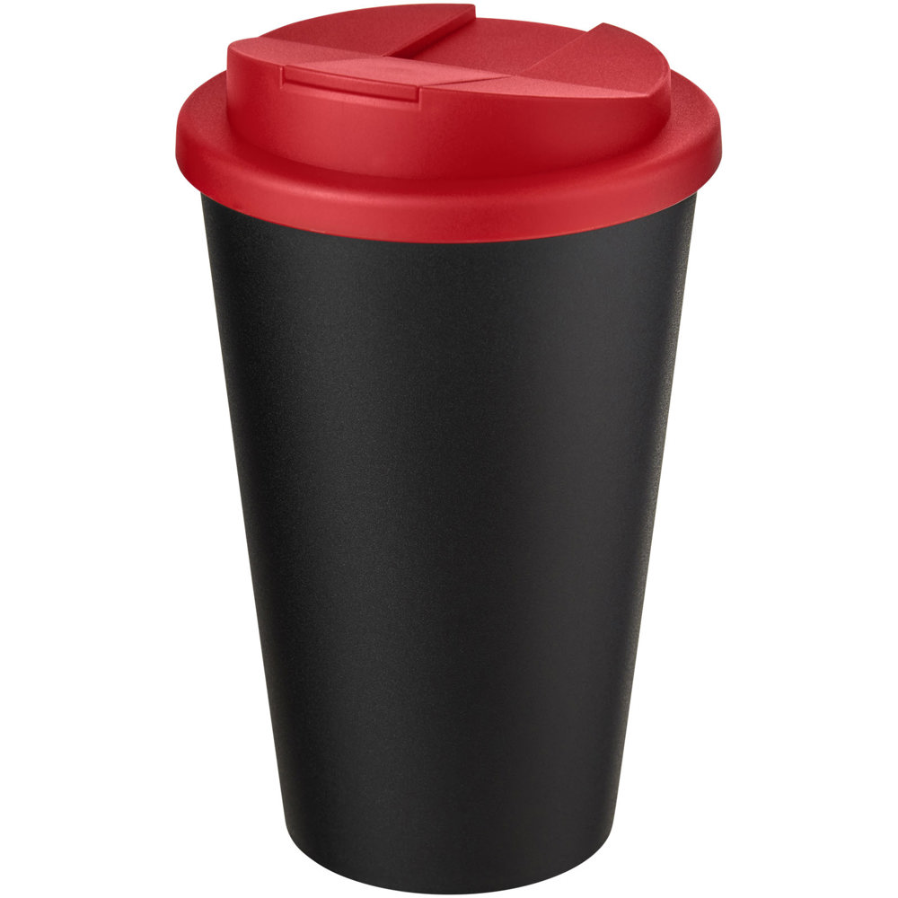 Americano® Eco 350 ml recycelter Becher mit auslaufsicherem Deckel - rot, schwarz