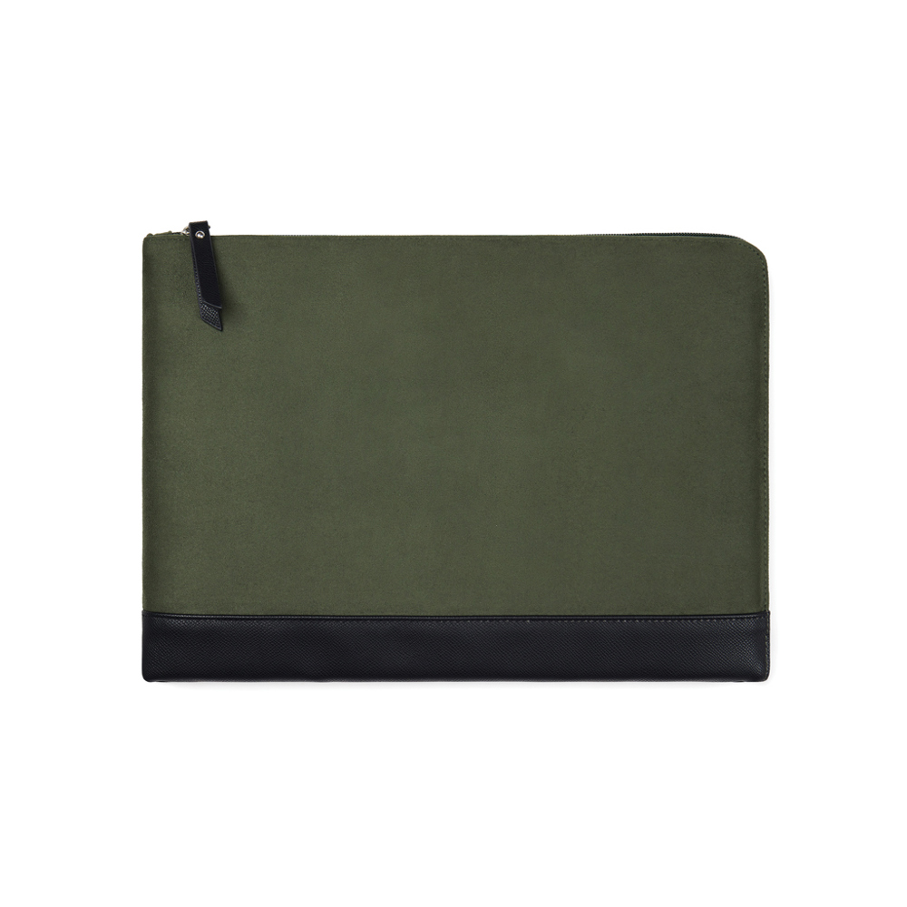 VINGA Marlow 14" Laptop Sleeve aus RCS recyceltem Polyester - grün, schwarz (± PMS 19-0419 TPG/ ± PMS Black)
