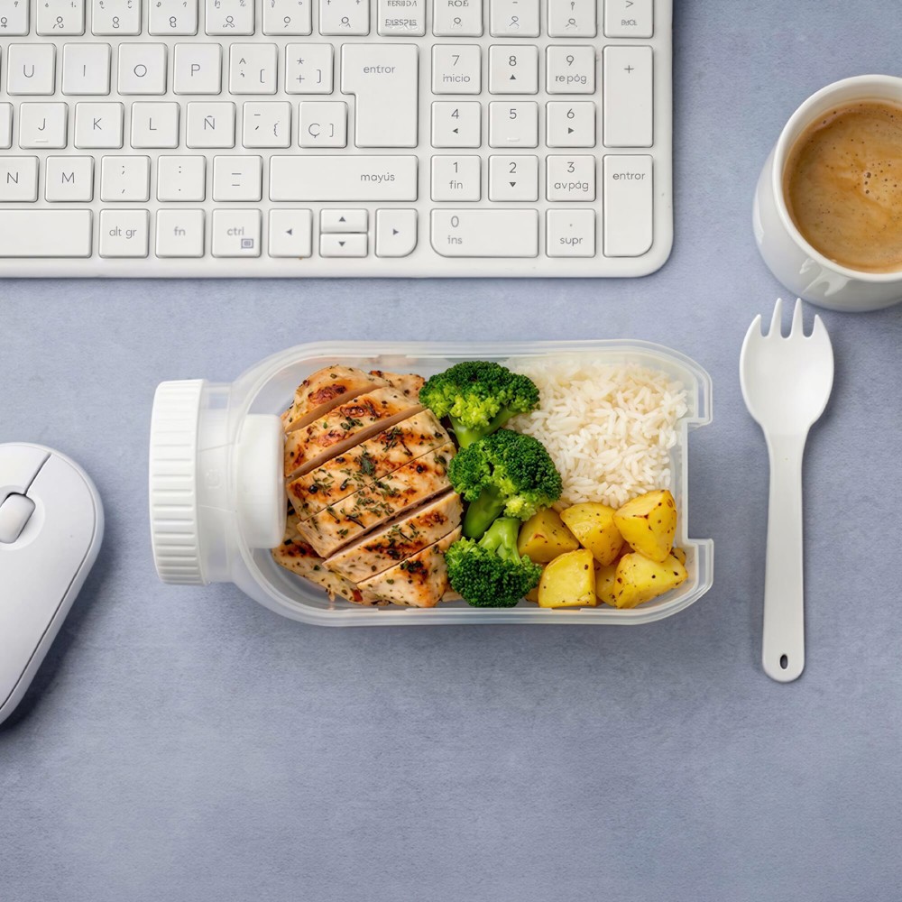 All-in-One-Lunchbox mit Soßenfach und Löffel-Gabel