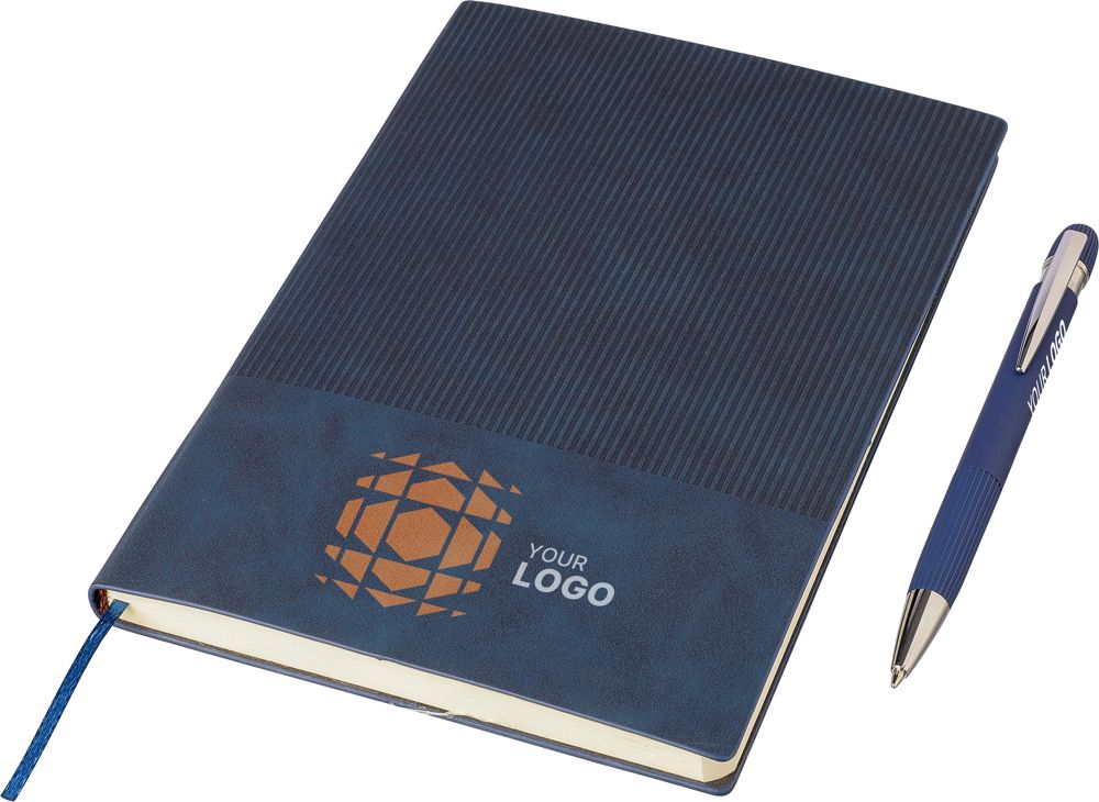 Recyceltes PU-Notizbuch (A5) und Kugelschreiber-Set Tarek