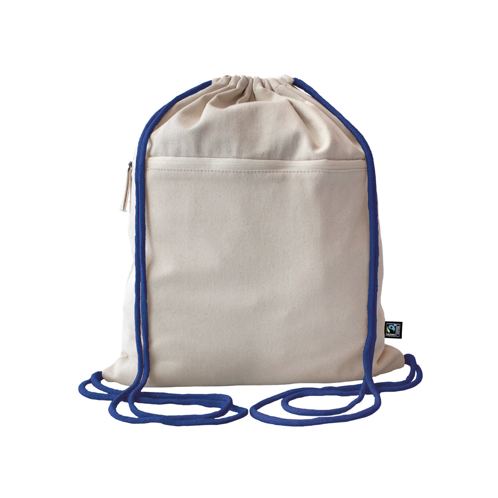 Fairtrade Baumwollrucksack Toni, Kordelfarbe - royal