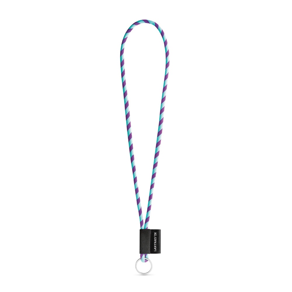 75093. SET Lanyard TUBE Lang (Ø 7 mm) mit Ring Ø 32 mm - Lila, Hellblau