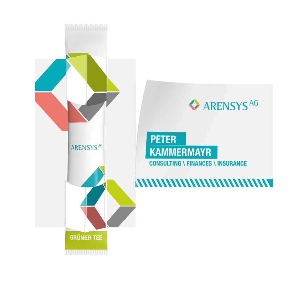 Tea-V-Card Visitenkarte inkl. 1 TeaStick "Individ. Design"