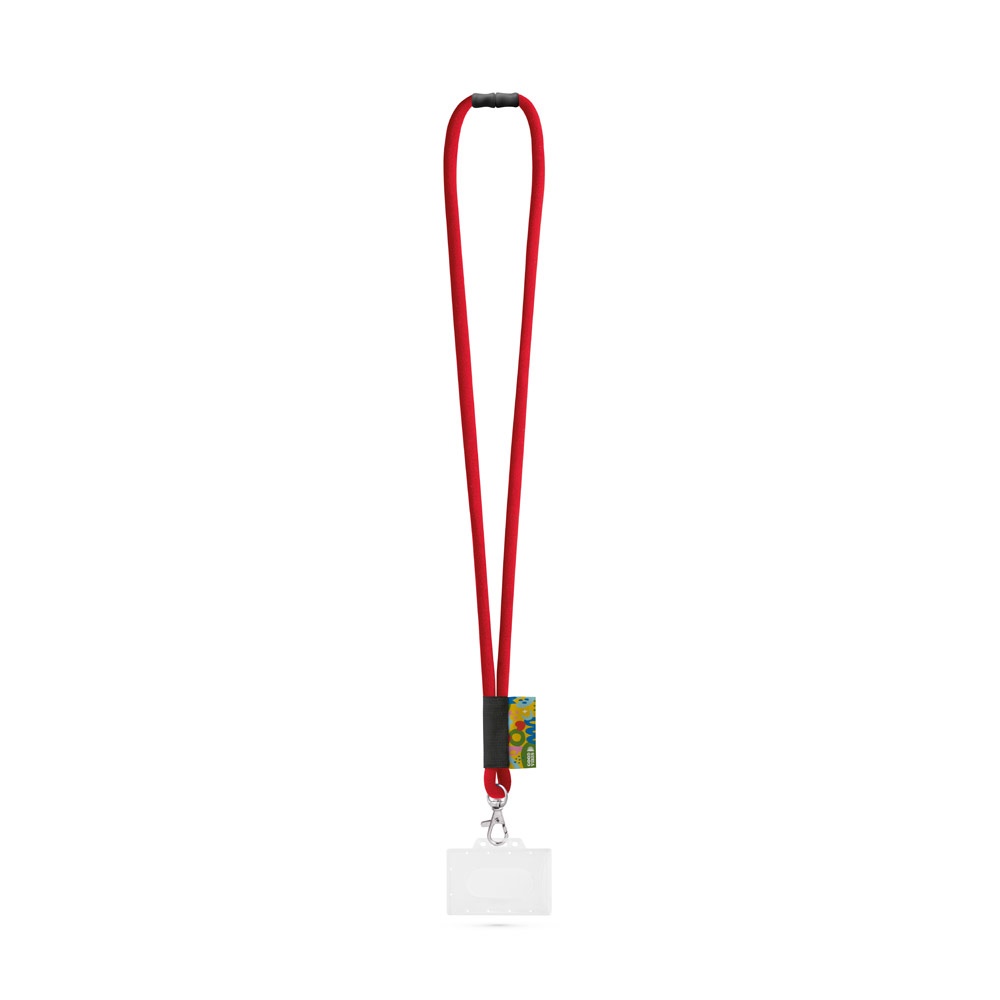 WATFORD. SET Lanyard Tube Long (Ø 7 mm) mit 9 mm Auslösekarabiner, Ø 7 mm Sicherheitsverschluss und 91 x 68 mm starrem Ausweis-/Kartenhalter - 302 - Rot