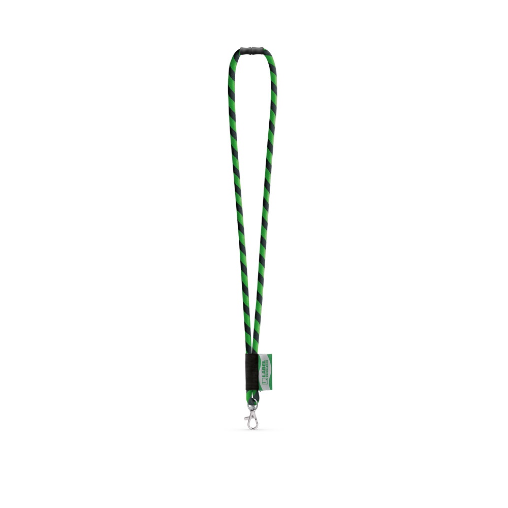 WISBECH. SET Lanyard Tube Long (Ø 7 mm) mit 9 mm Schnappkarabiner und Ø 7 mm Sicherheitsverschluss - Schwarz, Grün
