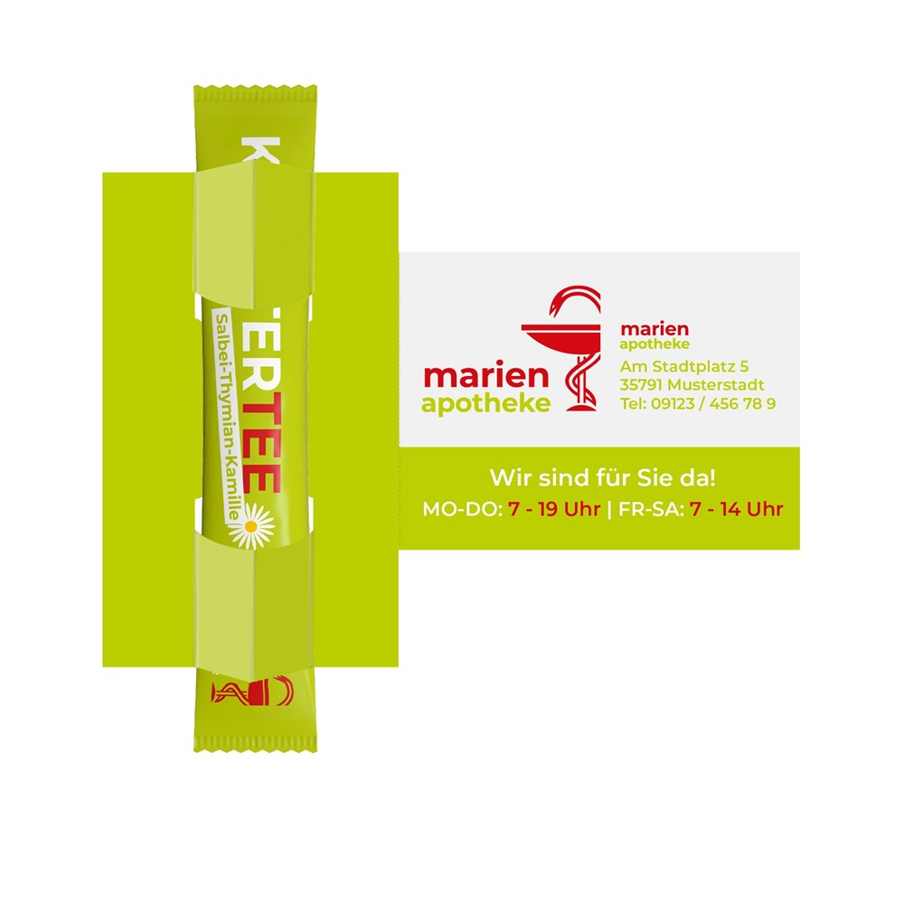 Tea-V-Card Visitenkarte inkl. 1 TeaStick "Individ. Design"