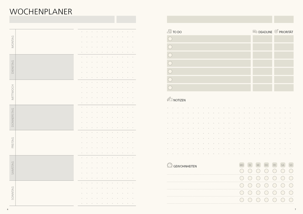 Notizbuch orgaLine Mainbook, Creme, anthrazit