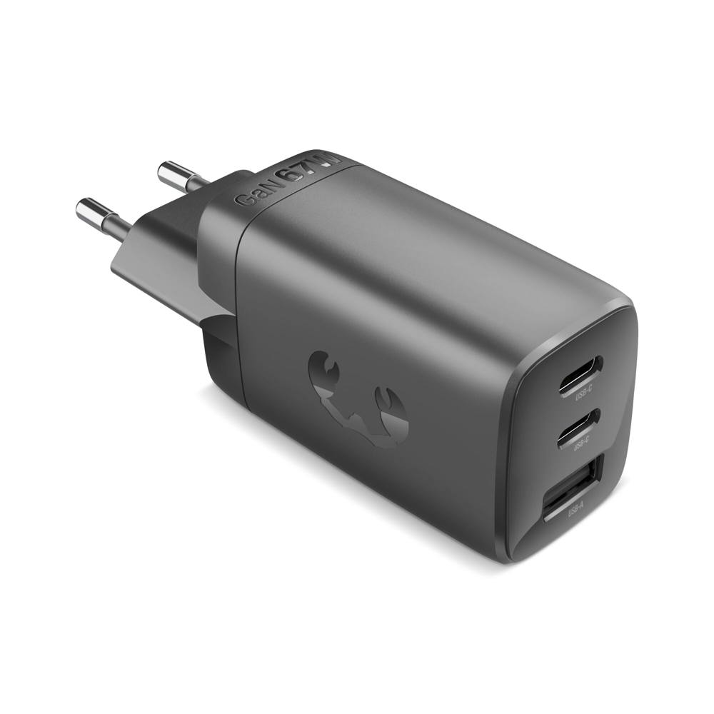 Fresh 'n Rebel 67W Laptop-Ladegerät GaN USB-C und USB-A - Dunkelgrau
