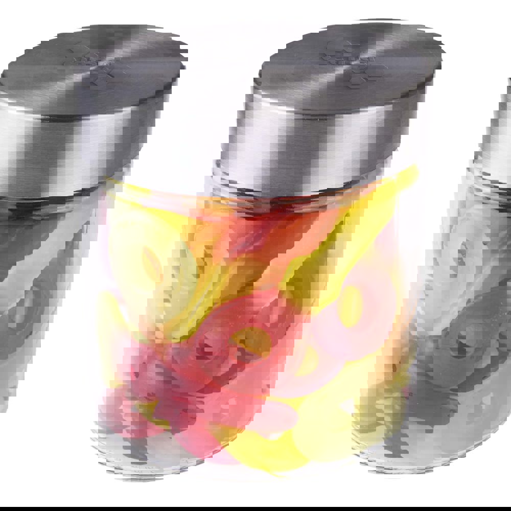 Glas 0,9 L mit Süßigkeiten, mit Prägung - Transparant