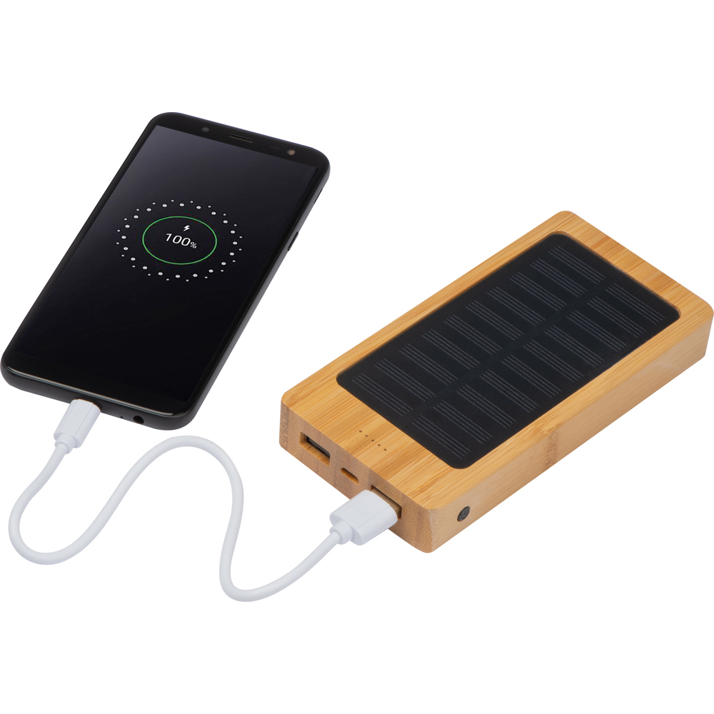 Solar Powerbank aus Bambus mit 8.000 mAh VALENTINA