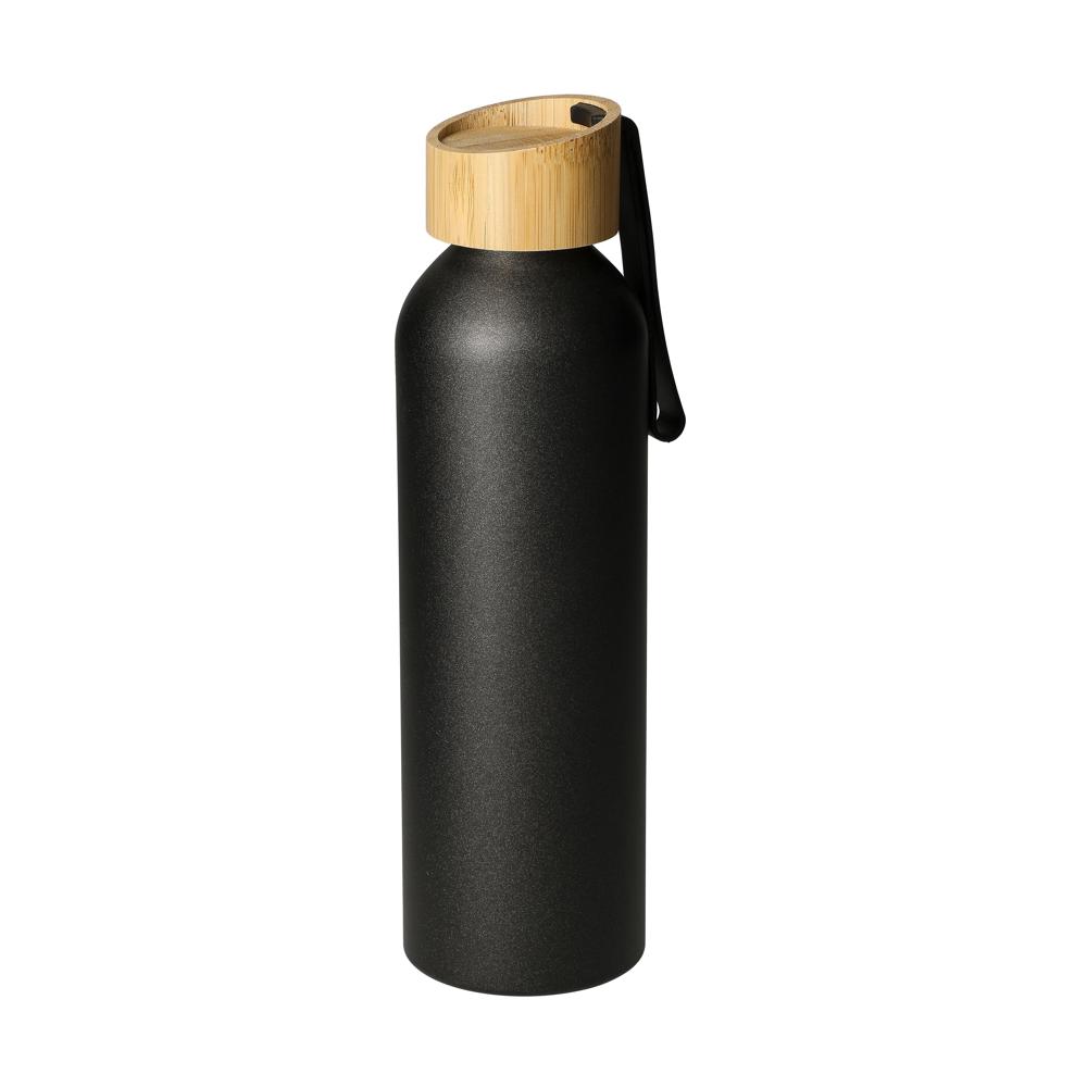 Aluminiumflasche "Bamboo" 0,6 l - Schwarz/Natur