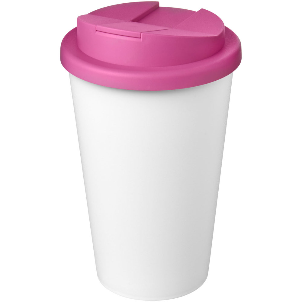 Americano® Eco 350 ml recycelter Becher mit auslaufsicherem Deckel - rosa, weiss