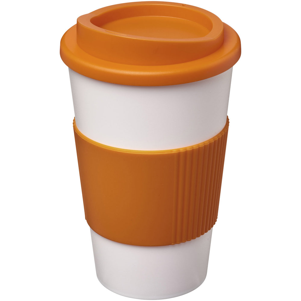 Americano® 350 ml Isolierbecher mit Schutzring - orange, weiss