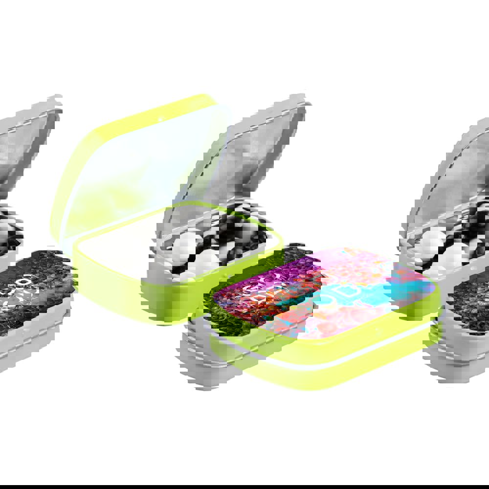 Mini Klappdeckeldose mit Süßigkeiten - Limettengrün