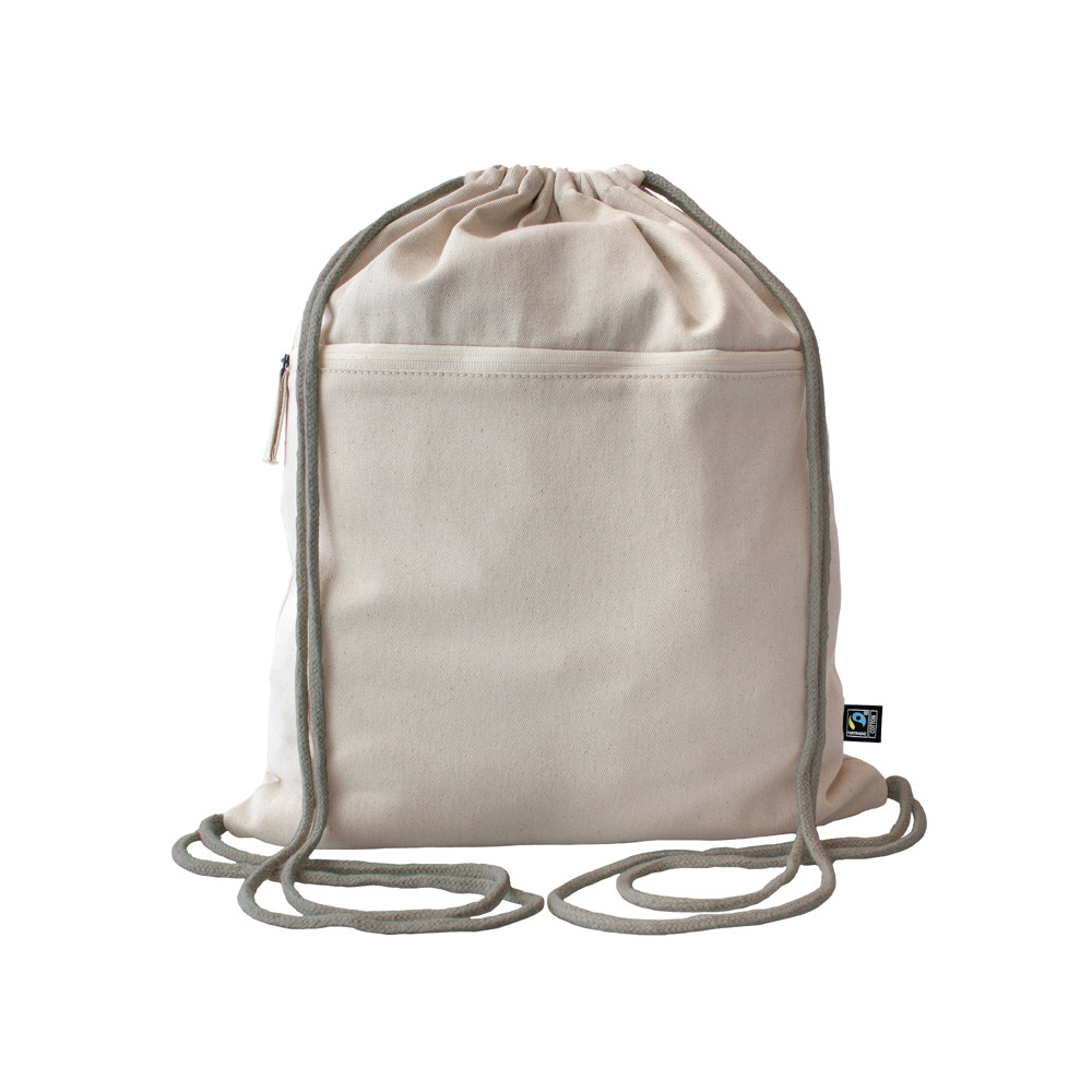 Fairtrade Baumwollrucksack Toni, Kordelfarbe - stone