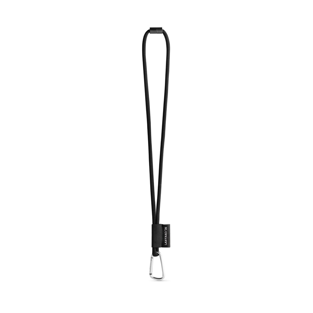 75089. SET Lanyard Tube Long (Ø 7 mm) mit 55 mm D-förmigem Karabiner und Ø 7 mm Sicherheitsverschluss - 300 - Schwarz