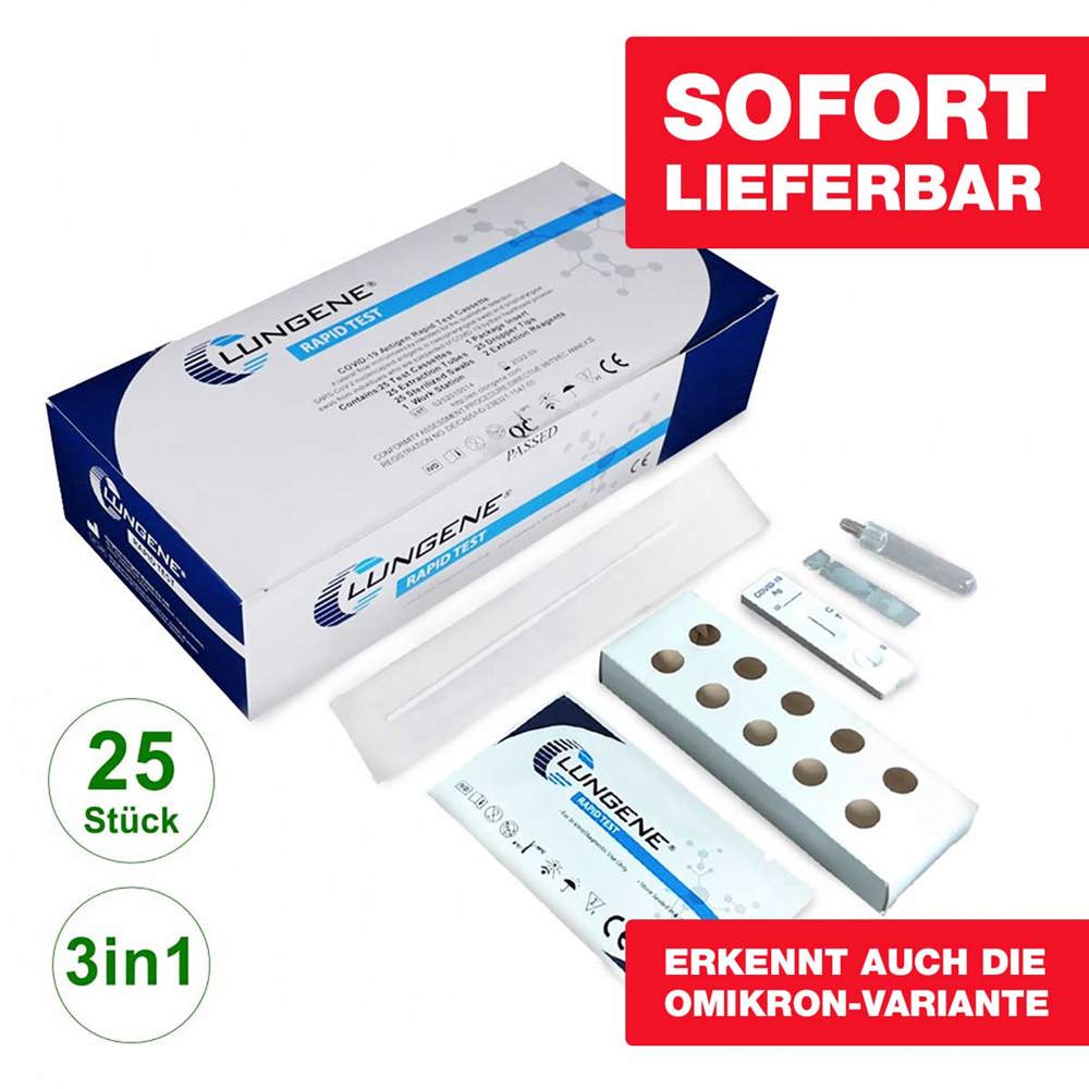 Antigen 3in1 Schnelltest , BfArM , 25er Box , Clungene , Preis pro Test