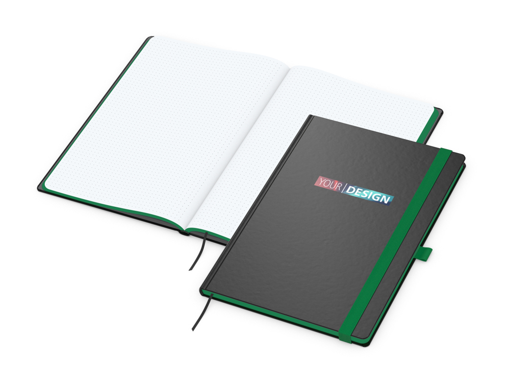 Notizbuch Color-Book, A4, Punktraster, mittelblau, Siebdruck-Digital