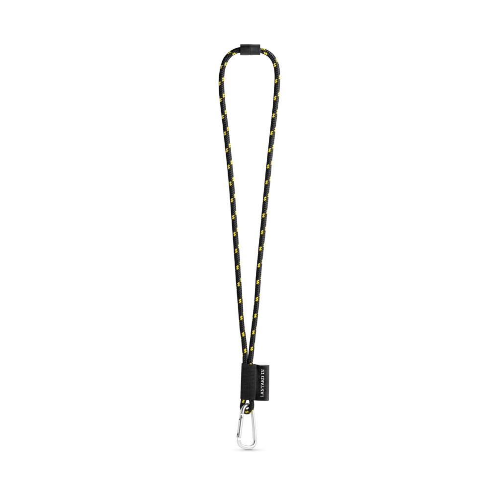 75091. SET Lanyard NAUTIC Long (Ø 7 mm) mit 55 mm D-förmigem Karabiner und Ø 7 mm Sicherheitsverschluss - Schwarz, Gelb