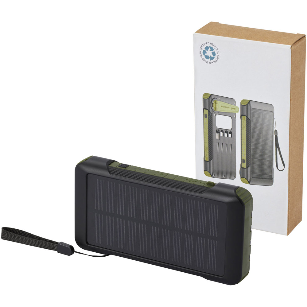 Soldy 10.000 mAh Solardynamo-Powerbank aus recyceltem GRS Kunststoff 