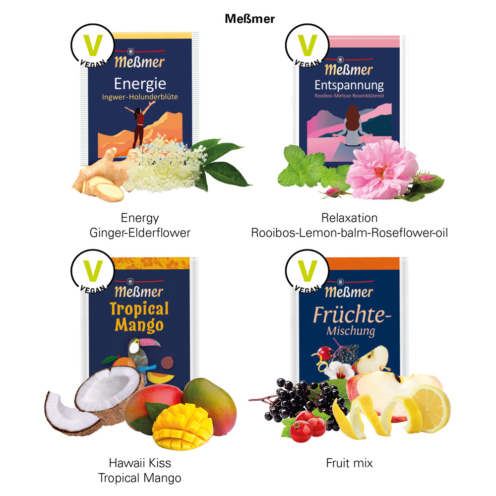 Werbekarte Midi, Meßmer Tee Energie Ingwer-Holunderblüte