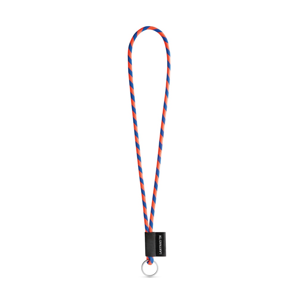 75093. SET Lanyard TUBE Lang (Ø 7 mm) mit Ring Ø 32 mm - Orange Hexachrome , Königsblau
