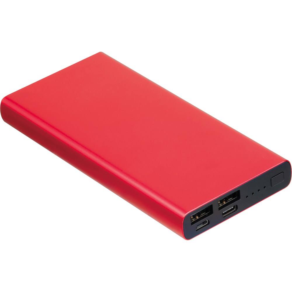 Powerbank aus recyceltem Aluminium 10.000 mAh GIORGIA - rot