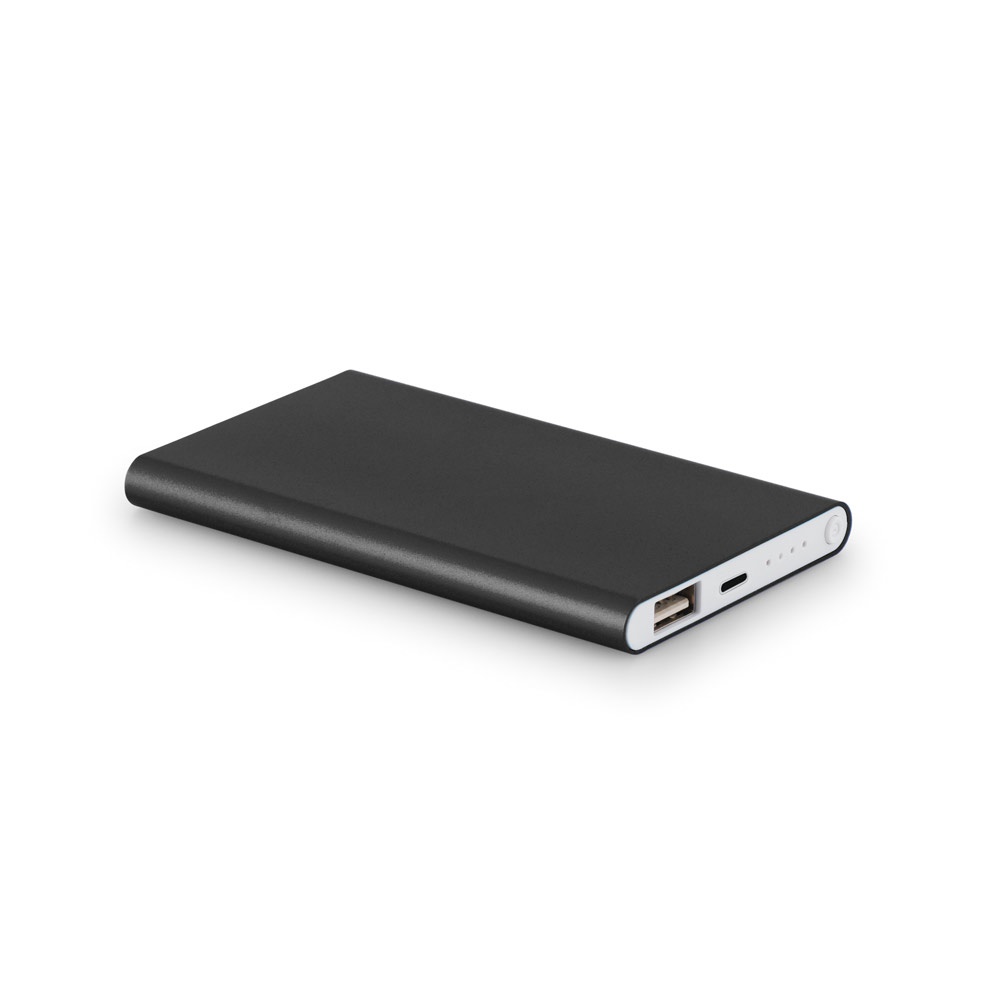MARCET. Powerbank Slim 4'000 mAh aus 70 % recyceltes ABS (70% rABS) und 30 % recyceltes Aluminium (30% rAL) - schwarz