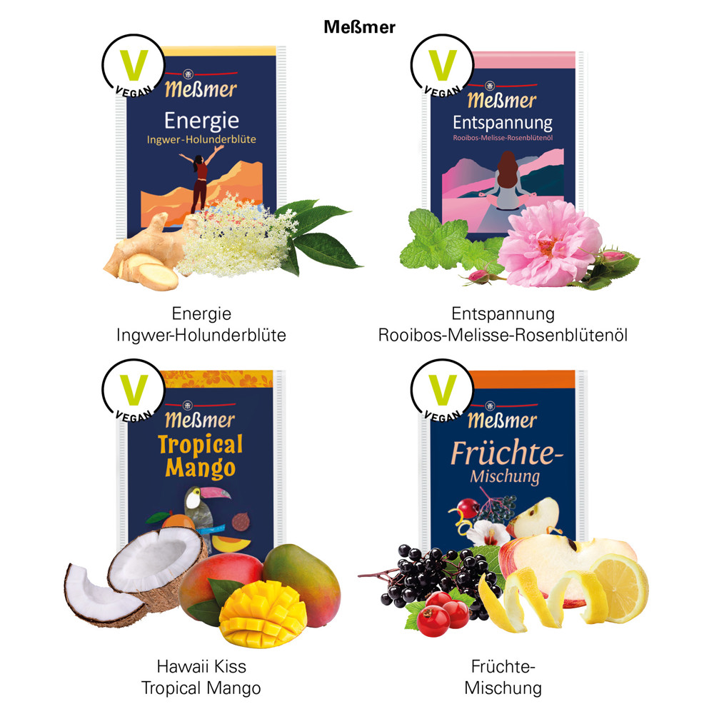 Werbekarte Midi, Meßmer Tee Energie Ingwer-Holunderblüte