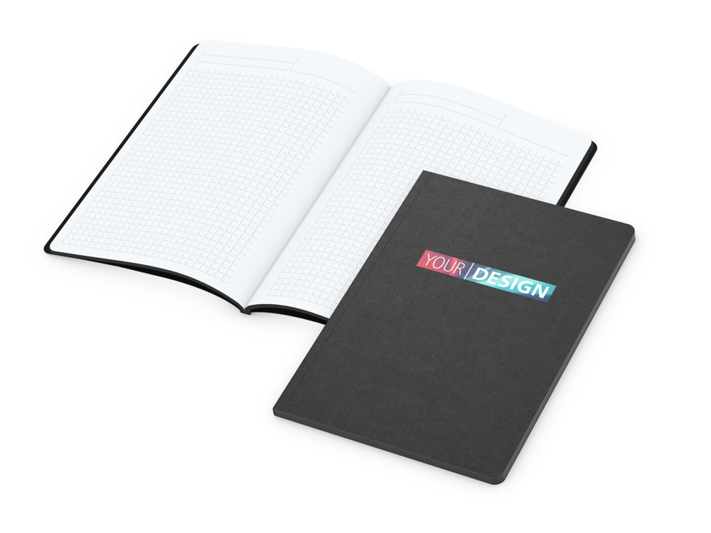 Notizbuch Tablet-Book, A5, Winkelkaro, schwarz, Siebdruck-Digital