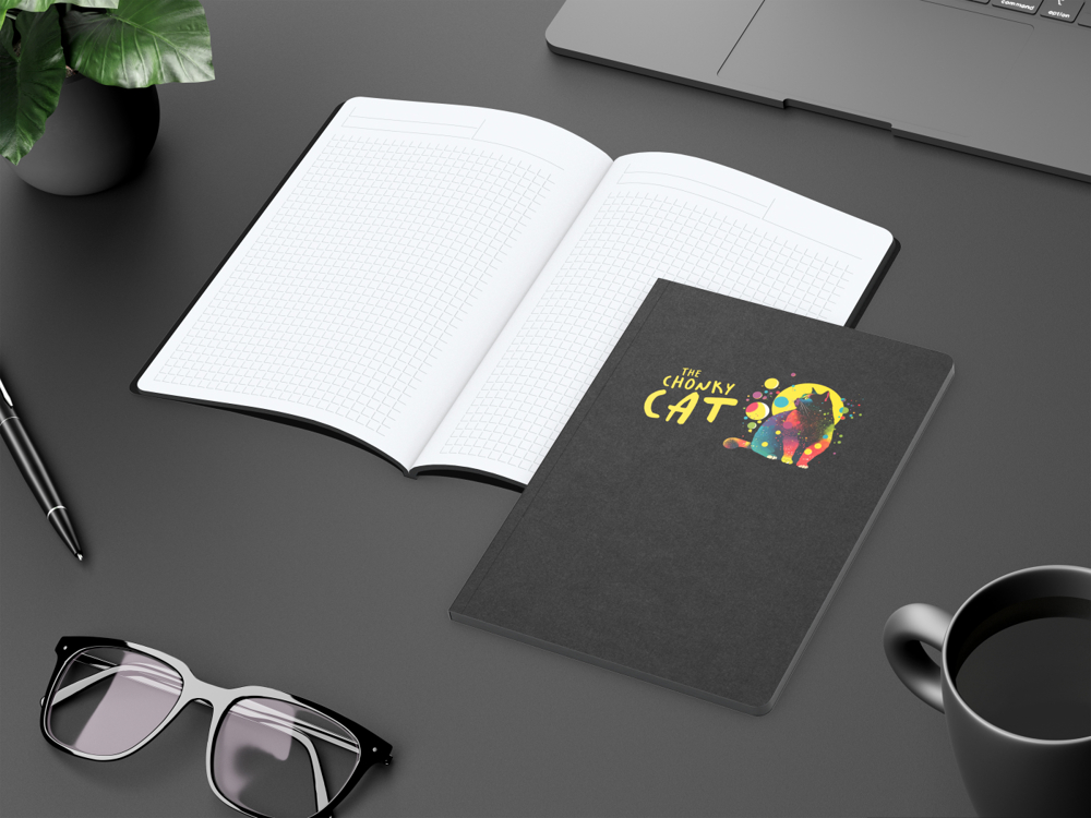 Notizbuch Tablet-Book, A5, Winkelkaro, schwarz, Siebdruck-Digital