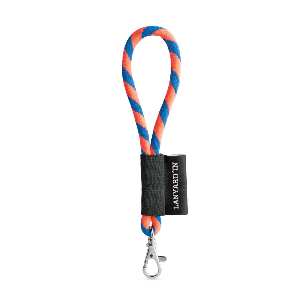 75090. SET Lanyard TUBE Short (Ø 7 mm) mit 9 mm Schnapperkarabiner - Orange Hexachrome , Königsblau
