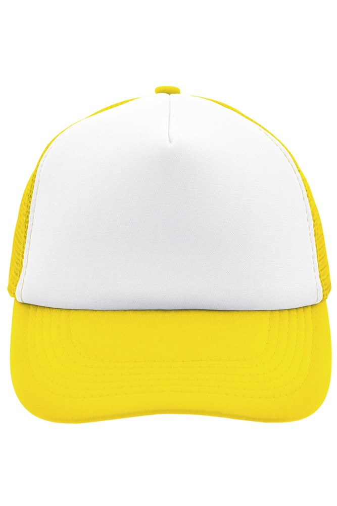 5 Panel Polyester Mesh Cap - White/sun-yellow (ca. Pantone whiteC
116C)