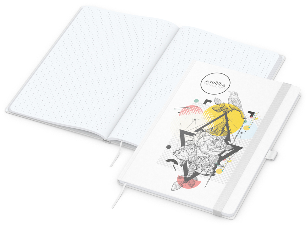 Notizbuch Match-Book, A4, White, Punktraster, weiß-individuell, weiß