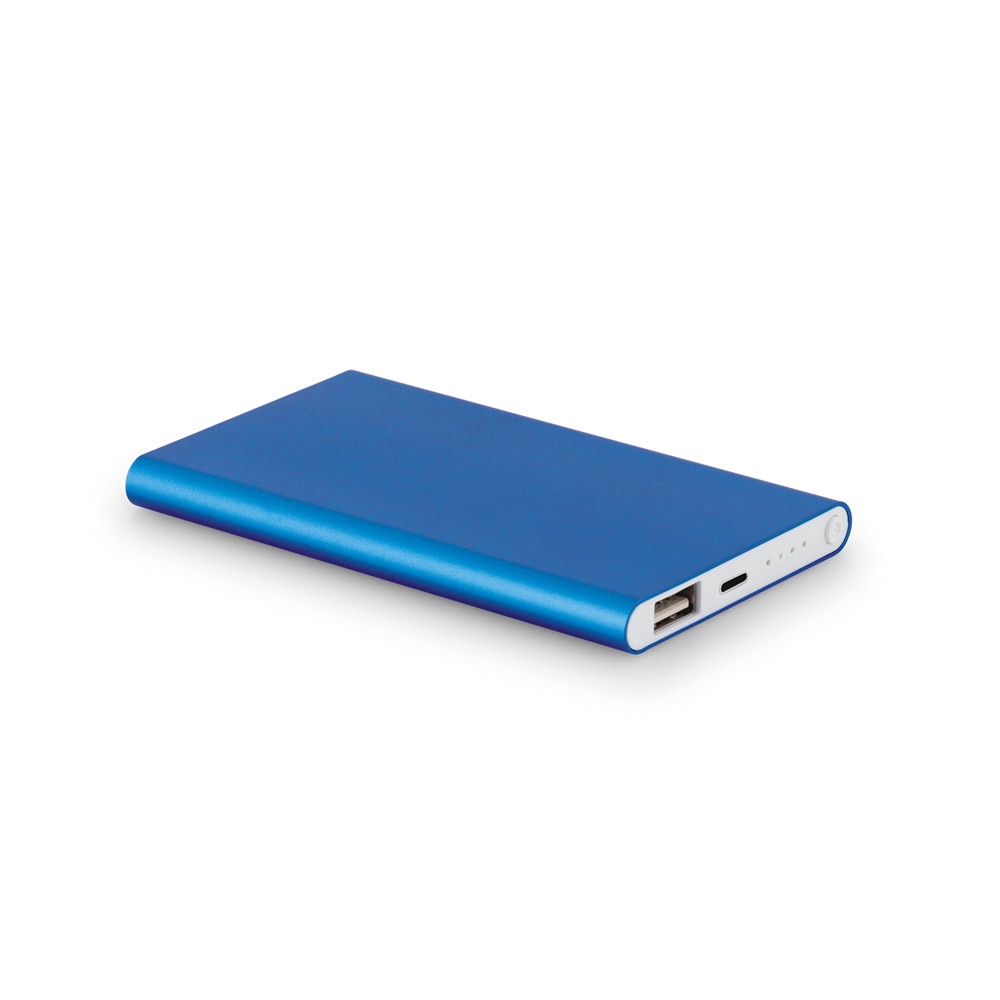 MARCET. Powerbank Slim 4'000 mAh aus 70 % recyceltes ABS (70% rABS) und 30 % recyceltes Aluminium (30% rAL) - hellblau
