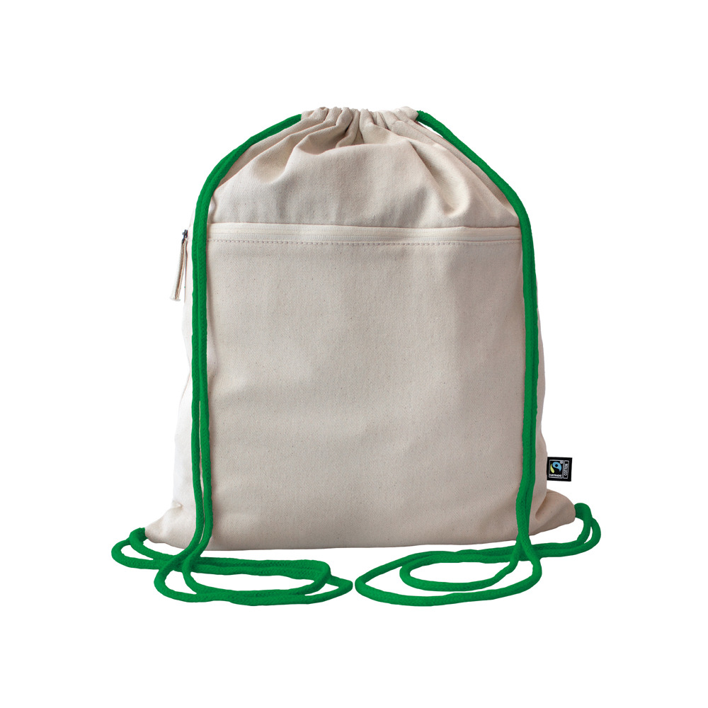 Fairtrade Baumwollrucksack Toni, Kordelfarbe - green