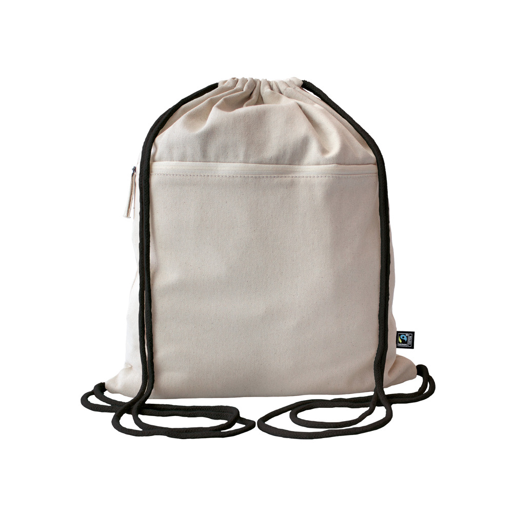 Fairtrade Baumwollrucksack Toni, Kordelfarbe - black