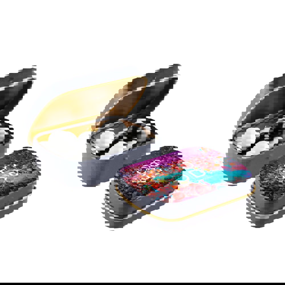 Mini Klappdeckeldose mit Süßigkeiten - Matt Dunkelblau/Gold