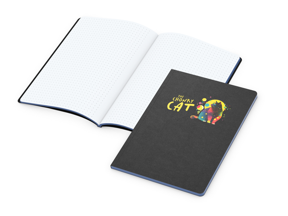 Notizbuch Tablet-Book, A5, Punktraster, mittelblau, Siebdruck-Digital