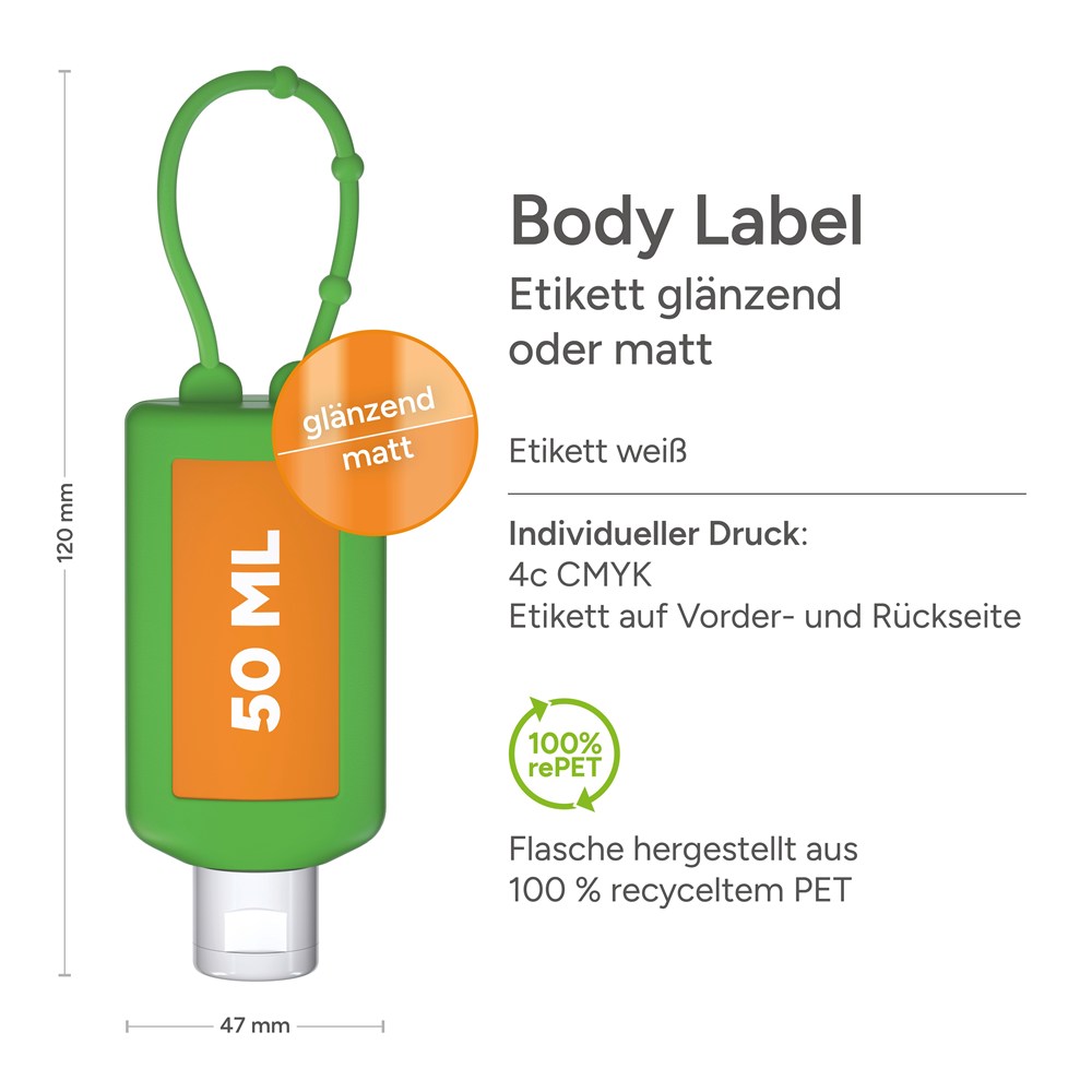 Handbalsam Ingwer, 50 ml Bumper grün, Body Label (R-PET)