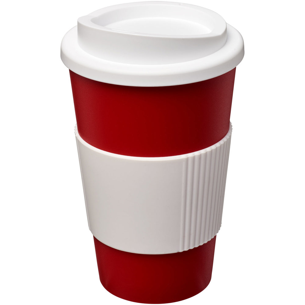 Americano® 350 ml Isolierbecher mit Schutzring - rot, weiss