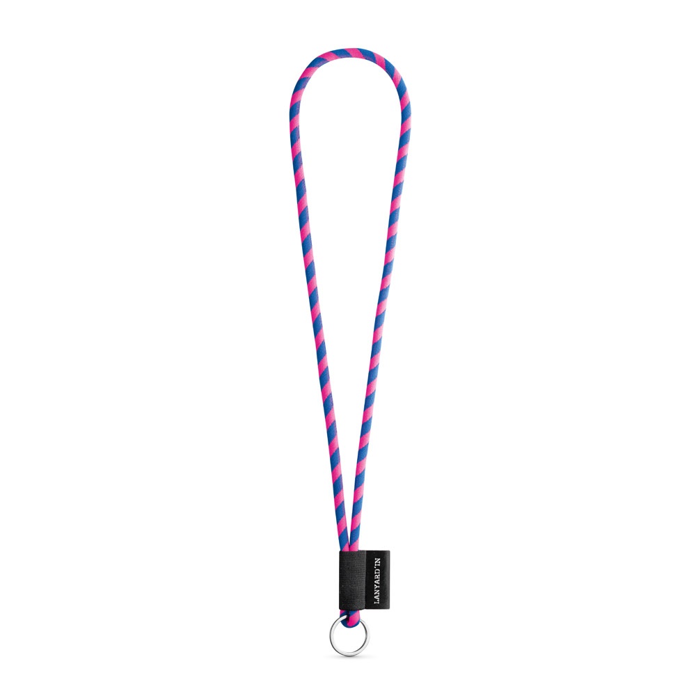 75093. SET Lanyard TUBE Lang (Ø 7 mm) mit Ring Ø 32 mm - Rosa Hexachrome, Königsblau