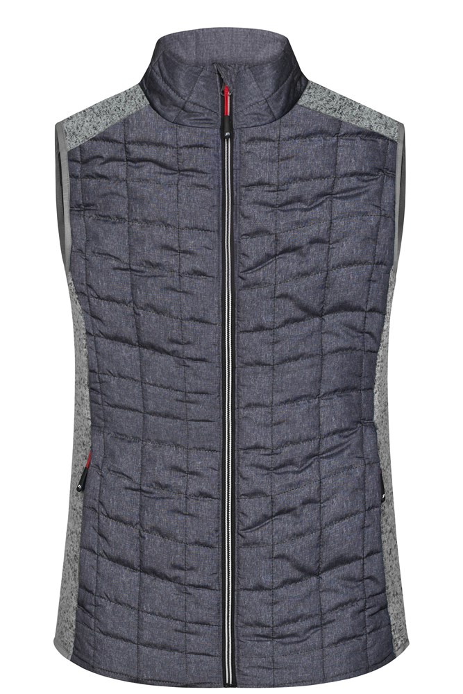 Ladies' Knitted Hybrid Vest - Light-melange/anthracite-melange (ca. Pantone 413C
432C)