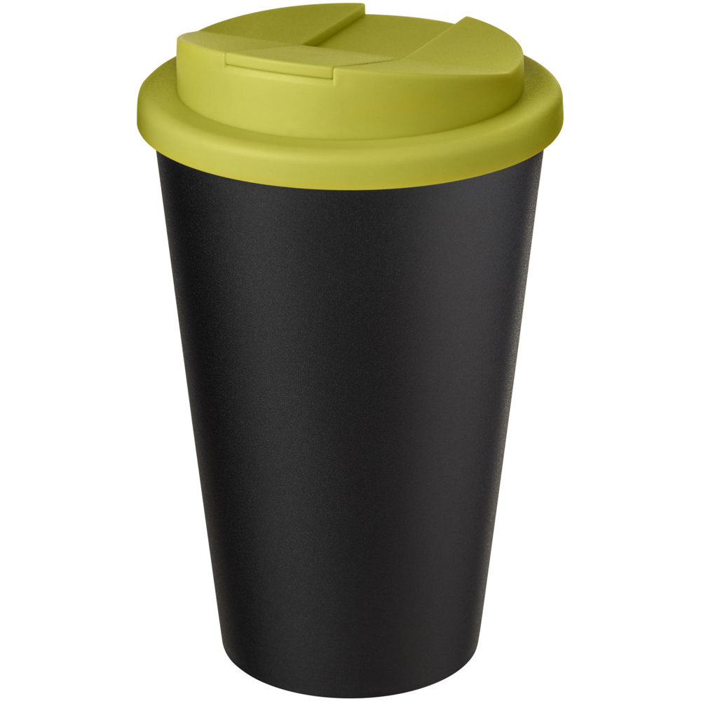 Americano® Eco 350 ml recycelter Becher mit auslaufsicherem Deckel - limone, schwarz